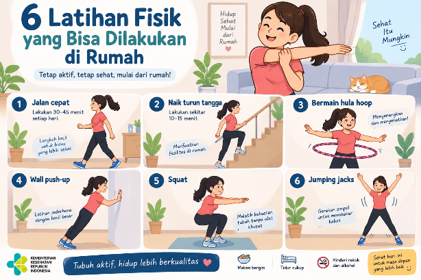 Tak Perlu ke Gym, Kemenkes Bagikan 6 Latihan Fisik yang Bisa Dilakukan di Rumah
