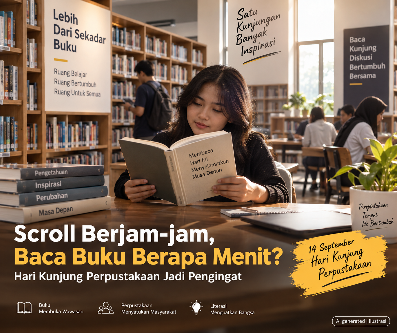 Scroll Berjam-jam, Baca Buku Berapa Menit? Hari Kunjung Perpustakaan Jadi Pengingat