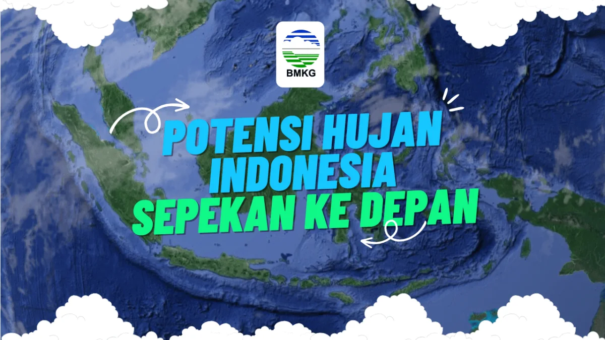 Infografik potensi hujan Indonesia sepekan ke depan; BMKG memperingatkan hujan sedang di Aceh pada 27–29 Oktober 2026.